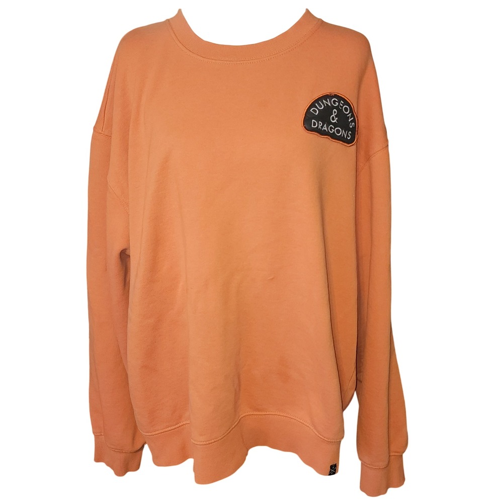 Dungeons & Dragons Orange Graphic Sweatshirt XL Roll To Hit Skeleton Hand